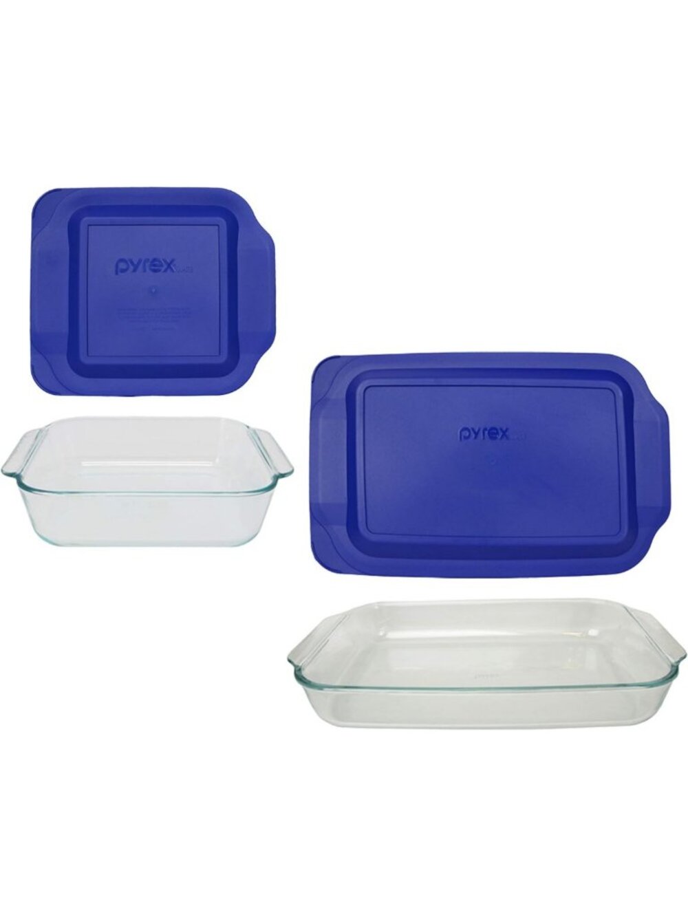 Set of 2 Glass Baking Dishes with Lids - 2-Qt & 3-Qt, Oven Safe, Made in USA